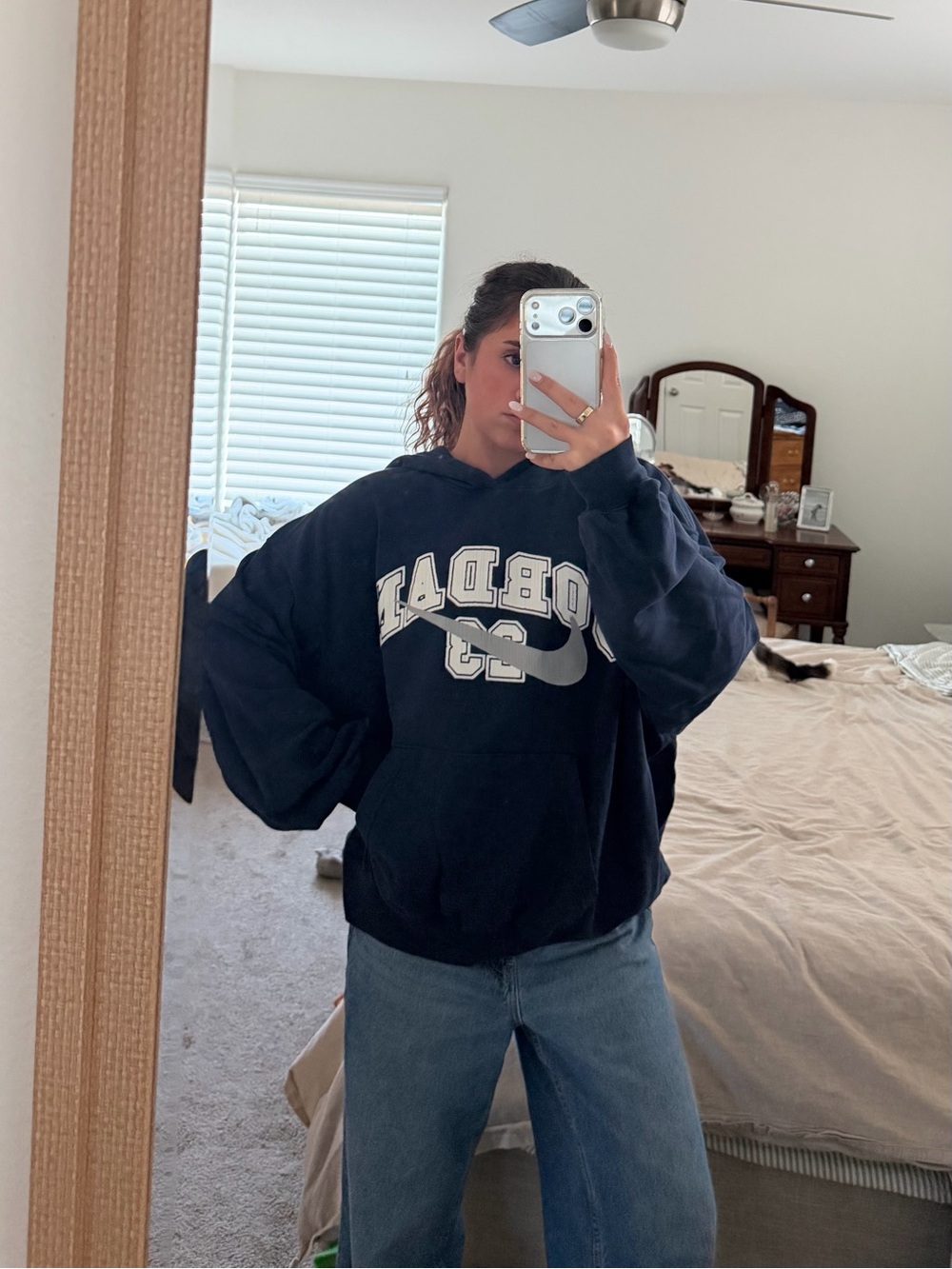 Jordan Navy Crewneck Graphic Pullover Sweatshirt